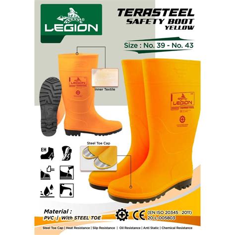 Jual Sepatu Safety Boot Rubber Safety LEGION TERASTEEL Karet Ujung Besi