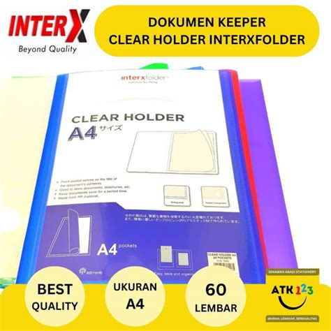 Jual Map Clear Holder Document Keeper A4 Merk Interxfolder Isi 20 40