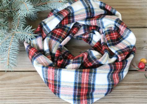 Plaid Infinity Scarf Christmas plaid scarf plaid by GreenwoodStore