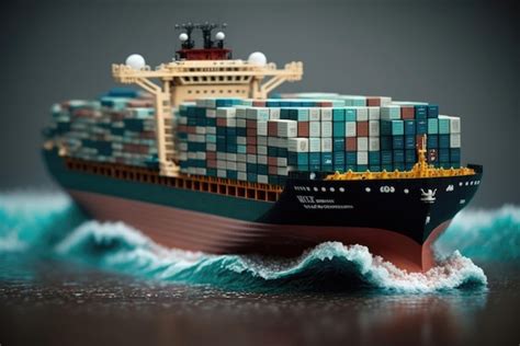 Premium Photo Lego Toy Constructor Container Ship Selective Focus