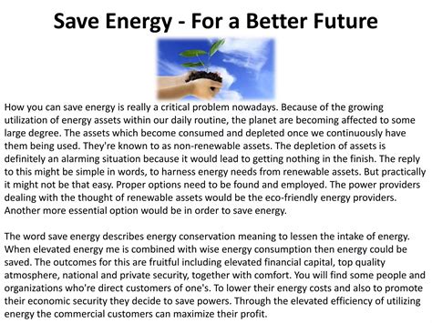 Save energy for a better future | PPTX