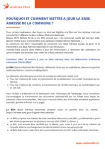 Pourquoi et comment mettre à jour la base adresse de la commune