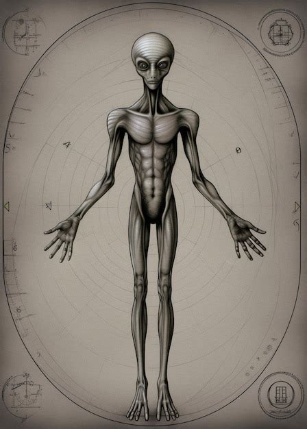 Premium Photo | A drawing of a alien with the body of a man.