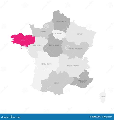 Brittany - Map of Region of France Stock Illustration - Illustration of ...