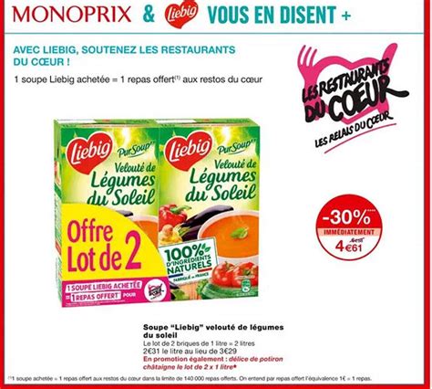 Promo Soupe liebig Velouté De Légumes Du Soleil chez Monoprix