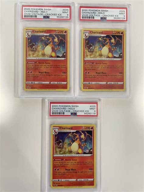 Pokemon Vivid Voltage 025 185 Black Star Charizard Cracked Ice Holo PSA