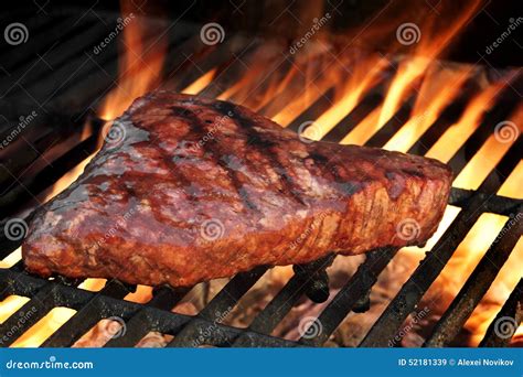 Marinated Beef Steak On The Flaming Hot Bbq Grill Stock Image Image