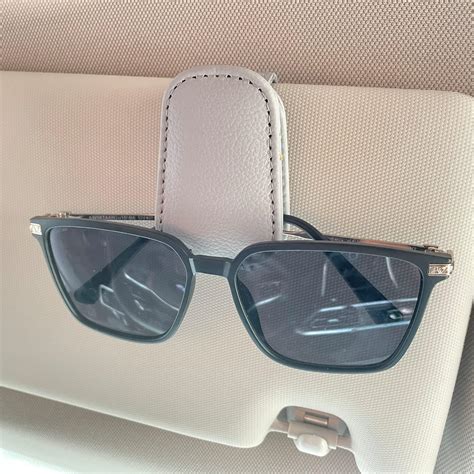 Cmwwyfc 2pcs Sunglass Holder For Car Magnetic Leather Eyeglass Hanger Clip For Car