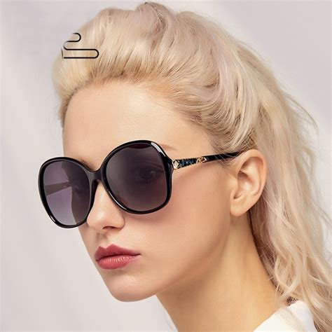 Feishini Brand Designer Big Face Oval Sunglasses Women Polarized Retro Uv400 Fashion Driving