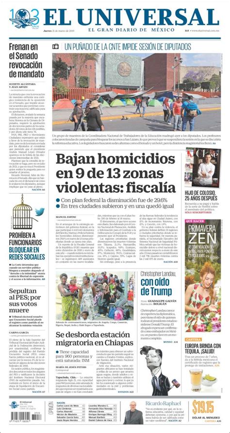 Periódico El Universal México Periódicos De México Toda La Prensa