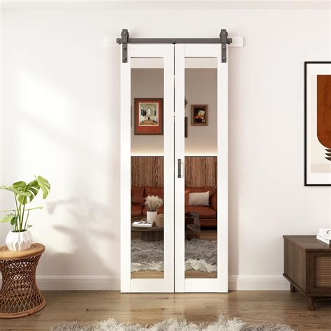 Amazon.com: JUBEST Bifold Barn Doors Mirror Closet Door, Bi fold