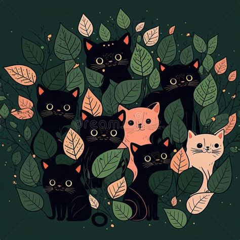 Gatos Pretos Bonitos 2d Ilustração Vetor Cores Planas Desenho Adesivo