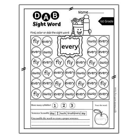 Sight Word Find And Highlight Dolch St Grade Sight Words Fluency Dab