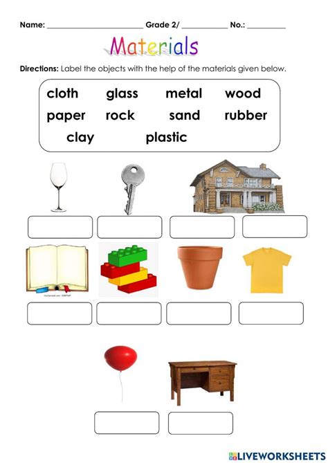 Materials Online Exercise For Grade Live Worksheets Worksheets