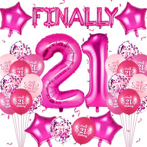 Pink 21st Birthday Decorations DHF10 For Women Hot Pink 21st Birthday