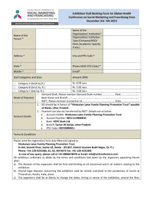 Fillable Online Exhibition Stall Booking Form For Global Health