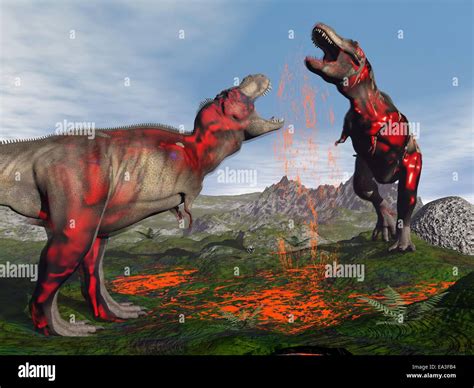 Tyrannosaurus Rex Dinosaur Fight 3D Render Stock Photo Alamy