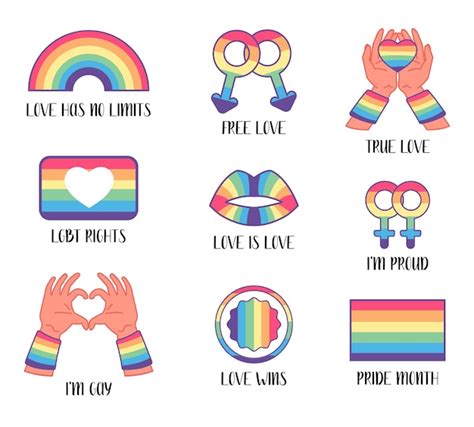 Premium Vector Lgbt Gay And Lesbian Pride Symbols Rainbow Heart