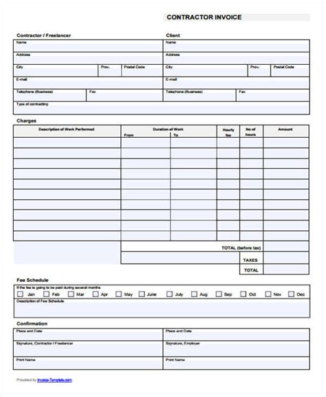 Contractor Receipt Template