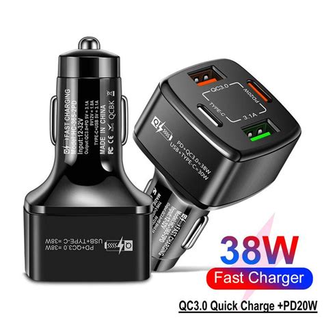 Car Chargers Fast Charging Type C QC 3 0 PD 20W USB 4 Ports Quick