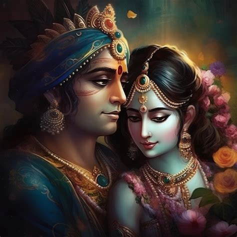 Shree Krishna and Radha illustration Generative ai | Premium AI-generated image