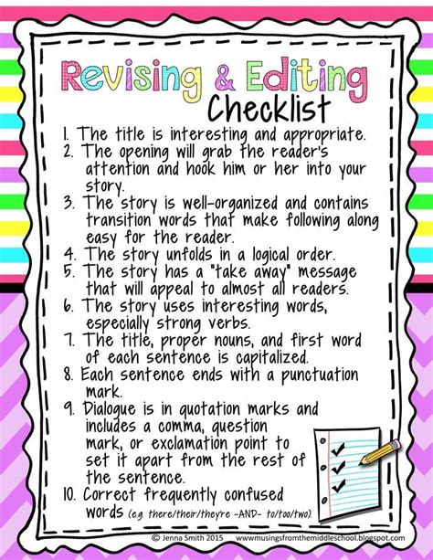 Revise And Edit Checklist