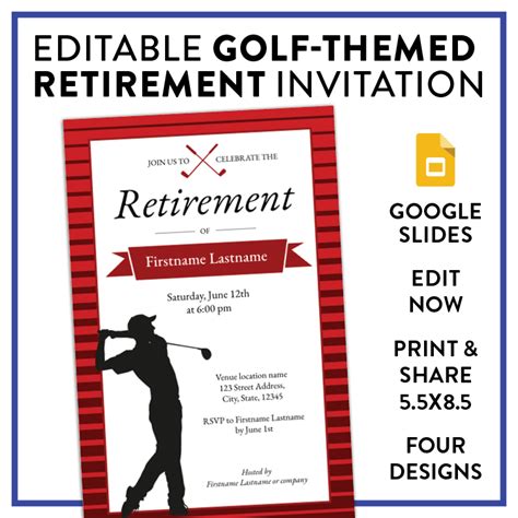 Editable Golf Themed Retirement Party Invitation Made By Off