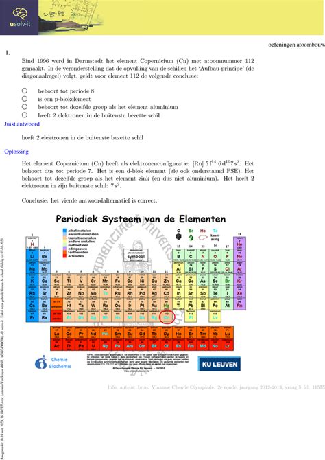 Oplossingen Oefeningen Usolvit Atoombouw Oefeningen Atoombouw Eind