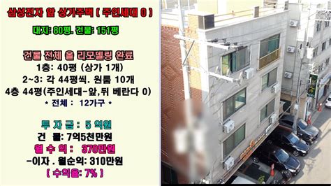 매물번호 0025 아산 삼성전자 앞 주인세대 설치 건물전부 리모델링 완료한 상가주택 먹자상권거리 거주하면서 월370만원