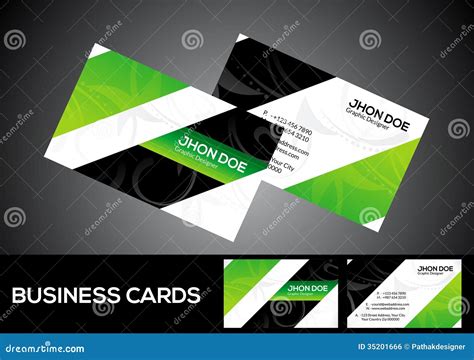 Abstract Green Business Card Template Stock Vector Illustration Of