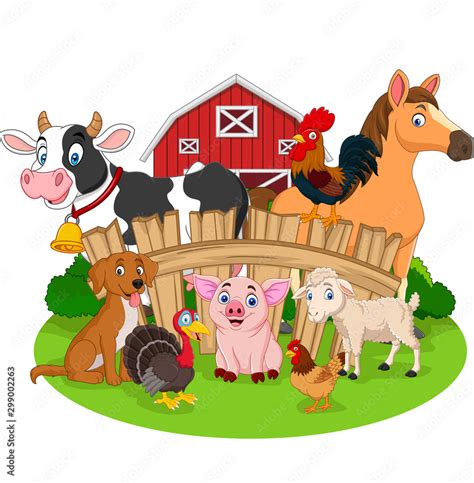 Collection of farm animals cartoon Stock Vector | Adobe Stock