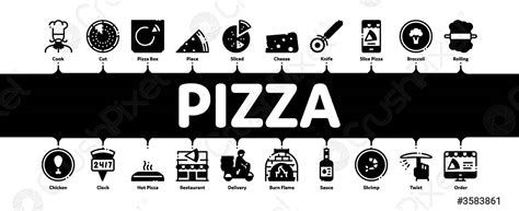 Pizza Delicious Food Minimal Infographic Banner Vector Stock Vector