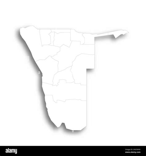 Namibia Political Map Of Administrative Divisions Regions Flat White