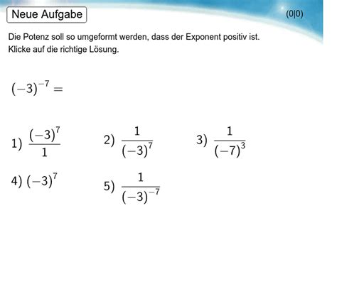 Potenzen Exponent Von Negativ In Positiv 7I 1 7II 1 GeoGebra