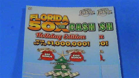 Sood 1045 Two 5 Florida 50x The Cash Holiday Edition Fl Lottery