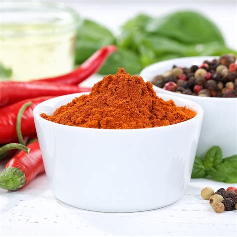 Premium Photo Paprika Powder Spicy Red Hot Chili Peppers Chilli Cooking Ingredients Square