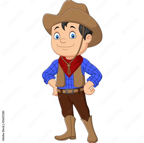 Cartoon cowboy kid wearing western costume Stock Vector | Adobe Stock