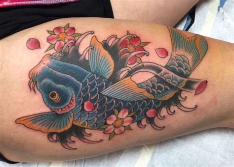 Beautiful Koi Fish With Cherry Blossoms Tattoo Artists Tattoo