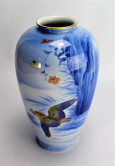 Fukagawa Vase Bird Motif Antique Arita Porcelain Meiji Period Etsy