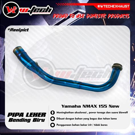 Jual Pipa Leher Knalpot YAMAHA NMAX 155 NEW Bending Biru Stainless