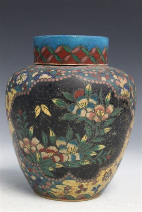 Bidlive Japanese Cloisonne Pottery Jar