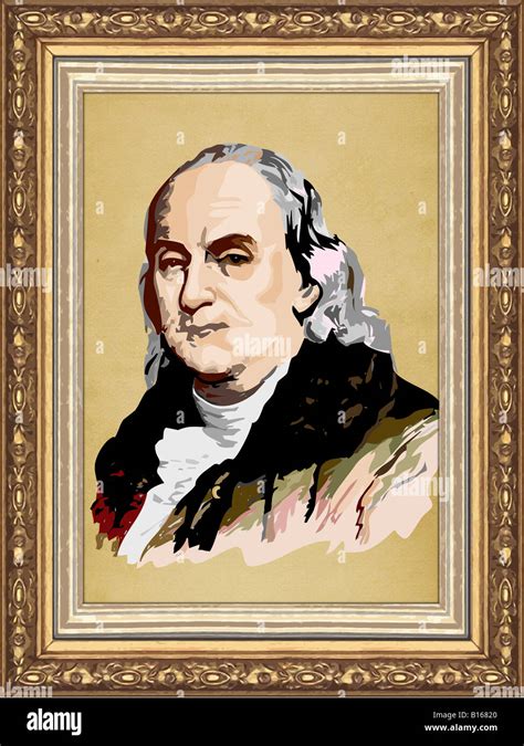 American President Benjamin Franklin Vector Based Framed Portrait