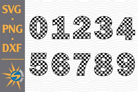 Checkered Numbers Svg Png Dxf Digital Files Include By Svgstoreshop