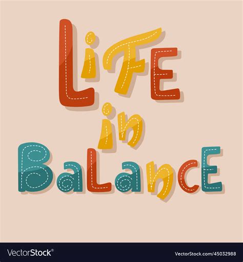 Life in balance lettering poster Royalty Free Vector Image