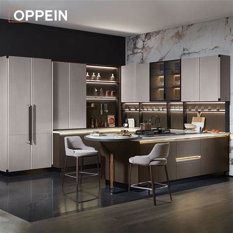 Oppein Modern Kitchen Cabinet Set Design Custom Made U Shape Lacquer