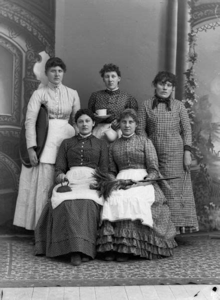 Women Posing With Household Articles Photograph Wisconsin Historical Society