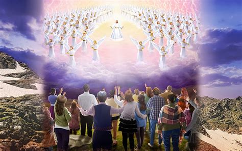 The Second Coming Of Jesus Heaven People Angels Jesus Hd Wallpaper