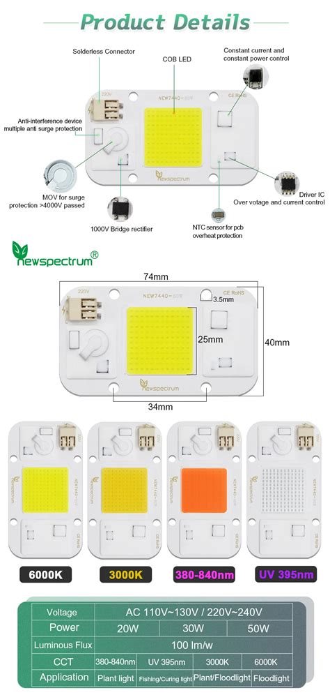 Newspectrum Solderless Connector Driverless Cob Led Flip Chip V Led