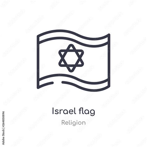 Israel Flag Outline Icon Isolated Line Vector Illustration From