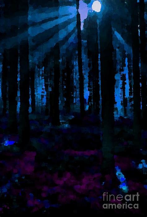 Nighttime Forest Painting